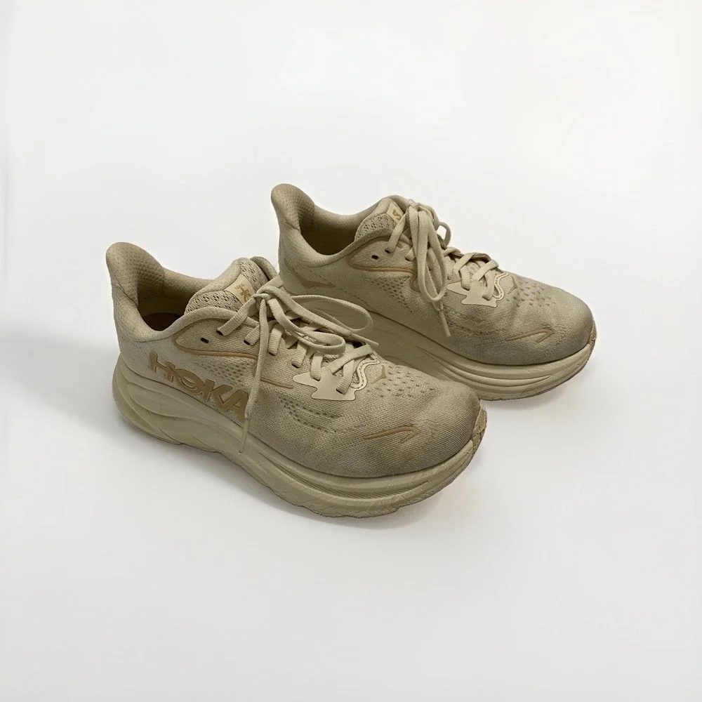Hoka Clifton Women's Running Shoes Size 6D Wide Cream Vanilla Birch Walking